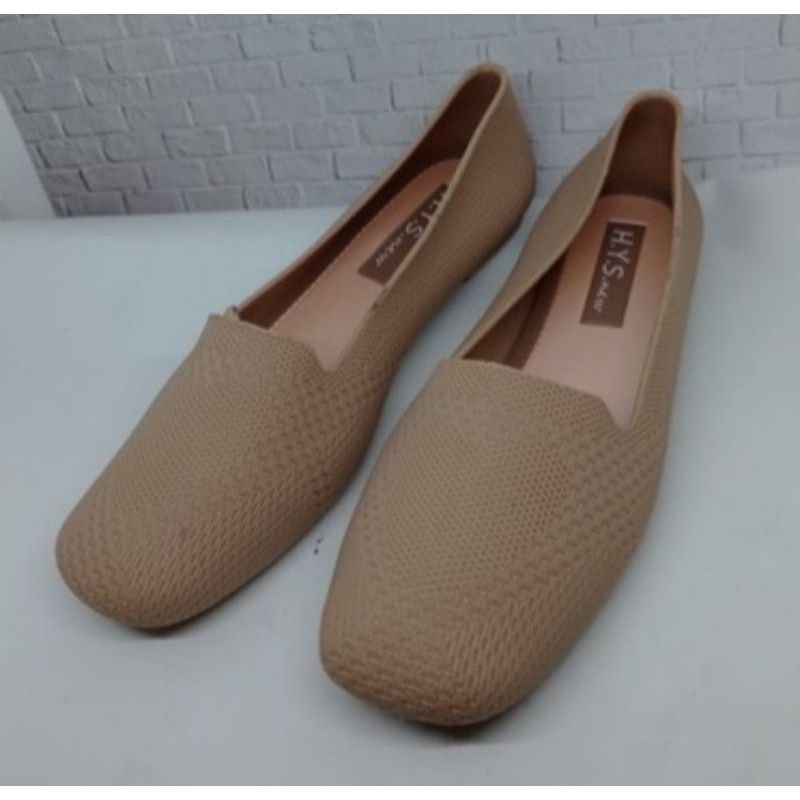 Sepatu jelly wanita flat Hys 767 spatu karet perempuan kekinian 2022-Moka