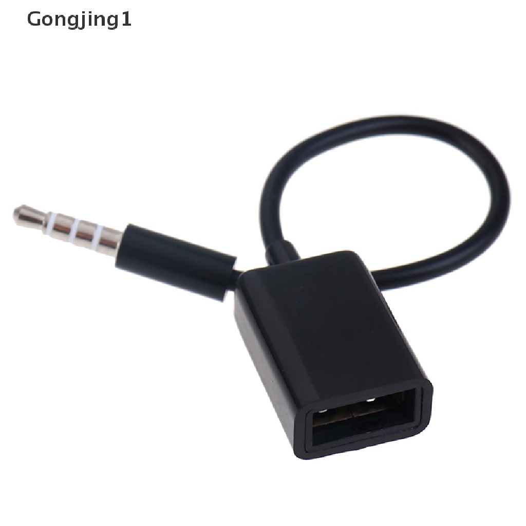 Gongjing1 Kabel Konverter Audio AUX 3.5mm Male Ke USB 2.0 Female Untuk MP3 Mobil