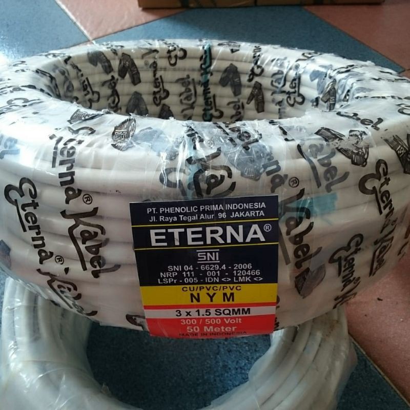 Kabel Eterna NYM 3X1,5 Kabel listrik Eterna 3x1,5 per roll 50 meter