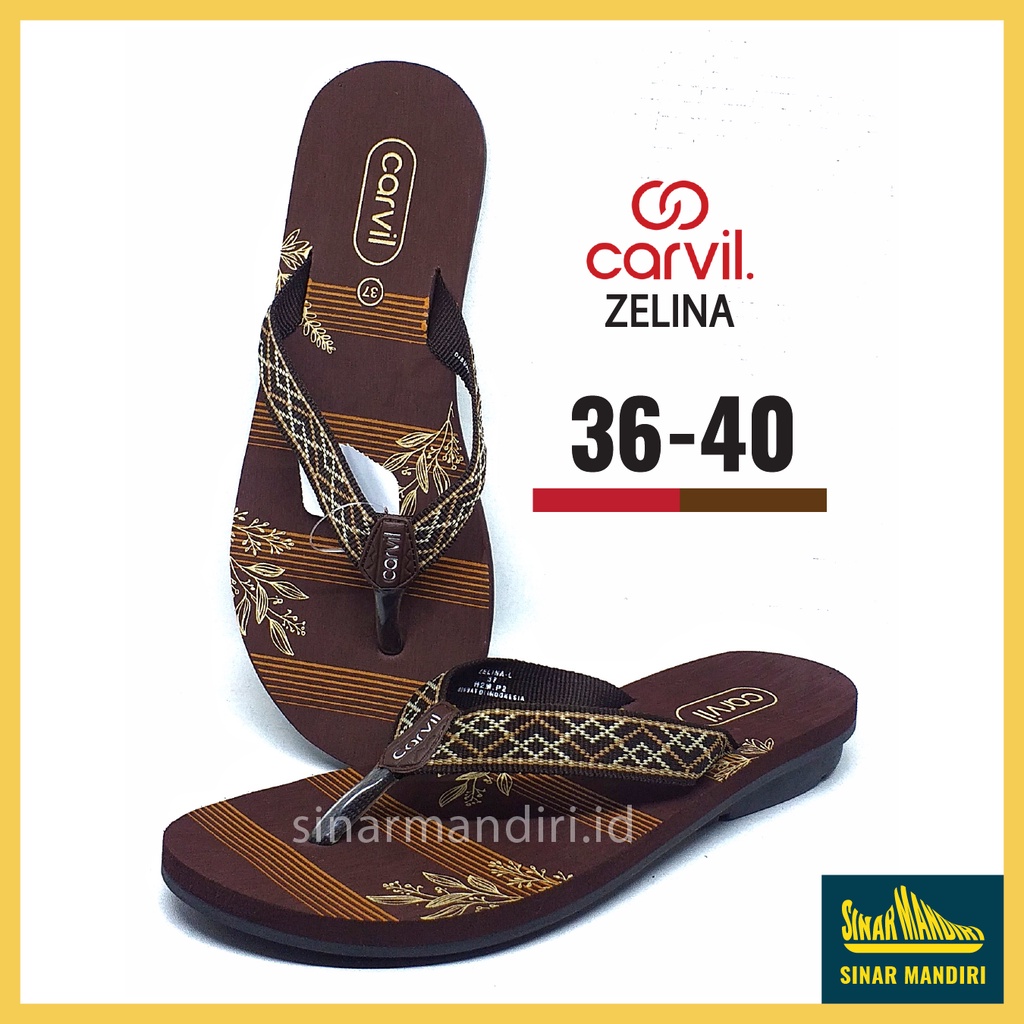 Sandal Jepit Carvil Zelina 36-40 Wanita/Cewek Remaja Dewasa Merah Coklat Original Realpict Awet