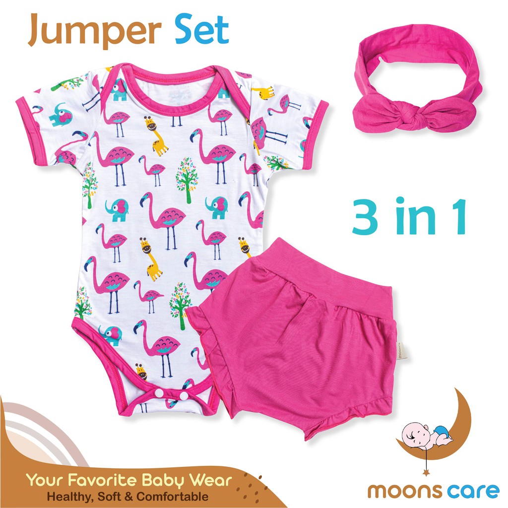 Set Premium Jumper Pendek 3in1 MOONS Jumper Set MOONS Jumper Pendek + Celana + bandana Jumper Moti