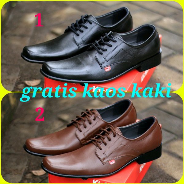 UNIX Sepatu Kerja Kantor Pria Kickers Pantofel Tali Kulit hitam 100% Keren