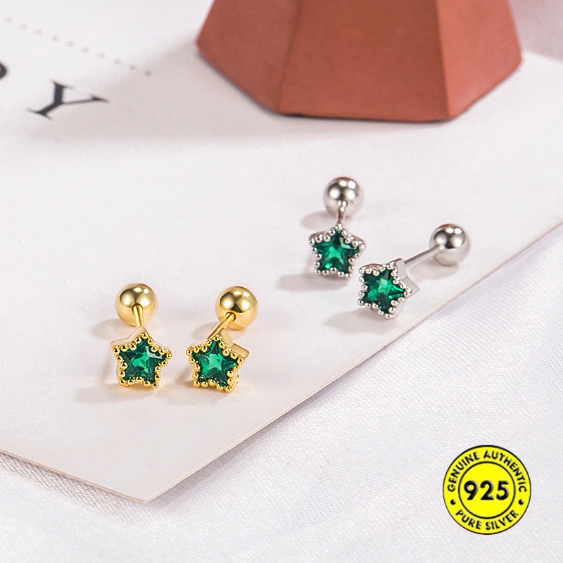 Anting Tusuk Bentuk Pentagram Aksen Berlian Imitasi Anti Alergi / Luntur Untuk Perhiasan Wanita