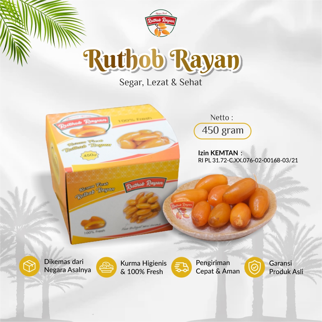 

Ruthob Rayan - Kurma Ruthob 450 Gram Muda Basah Promil Premium