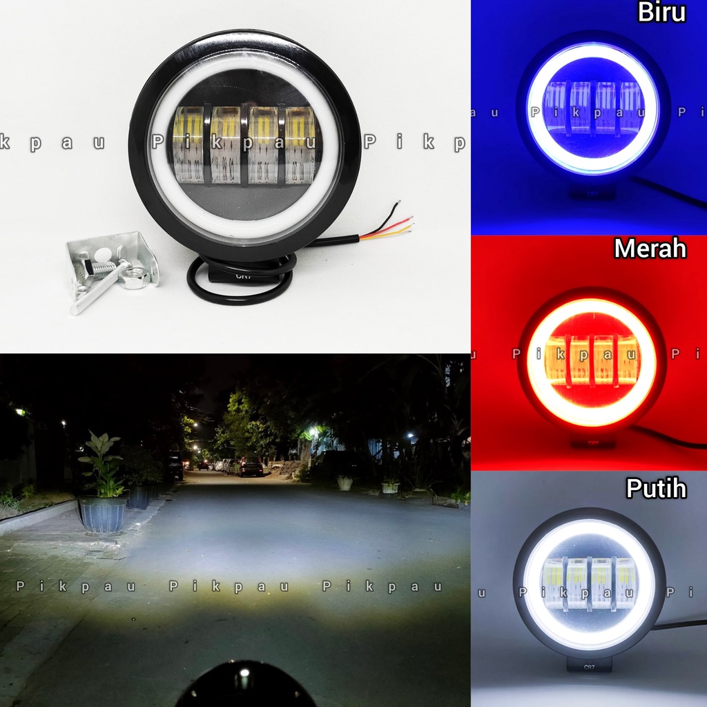 Lampu Tembak Sorot Daymaker LED 6D CWL CREE 4 Mata Lensa Bulat Lampu Depan Motor