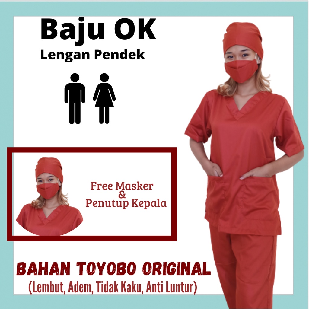 Baju Ok / OKA | Baju Jaga Perawat Dokter Petugas Medis LENGAN PENDEK | Bahan Toyobo Original