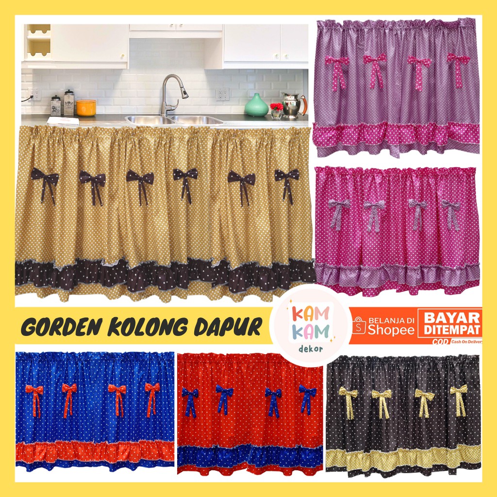 Gorden Kolong Dapur Pita Polkadot Murah Tirai Kolong Dapur