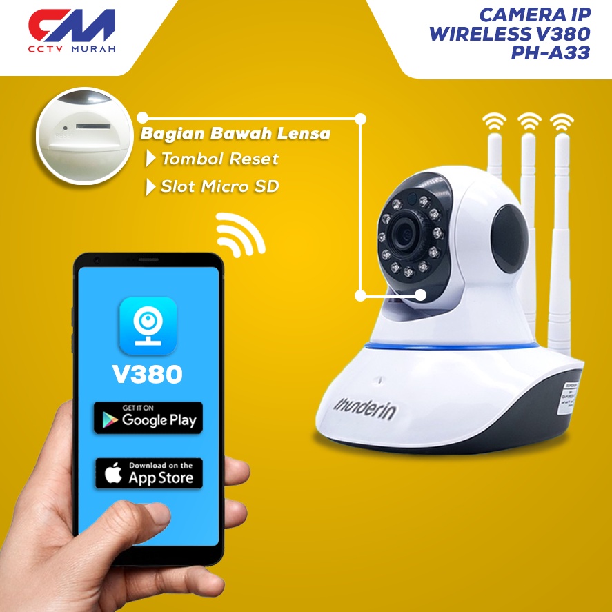 Ip Camera Wireless Wifi Rotary 3 Antena HD1080P Night Vision - Aplikasi V380 Pro CCTV IP CAM BABY WIFI V380 CAMERA WIRLESS ORIGINAL CCTV Wifi IP Kamera 3 Antena Wireless IP Camera HD 1080P Q5S 2MP V380 PRO