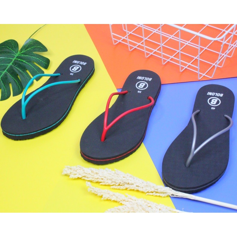 (RESTU BLACK) Sandal jepit cewek BOLONI, santai, nyaman, murah, ringan dan empuk