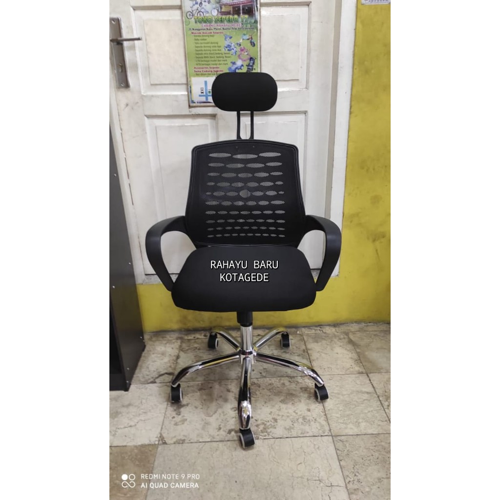 Kursi Putar Jaring Headrest Kaki Chrom