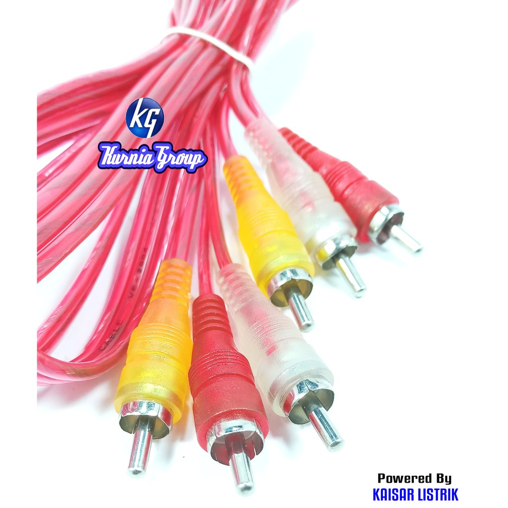 Kabel RCA 3-3 Audio Video Transparan 1.5m AV 3 pin Jek Cable DVD ke TV Speaker Aktif Kualitas BAGUS