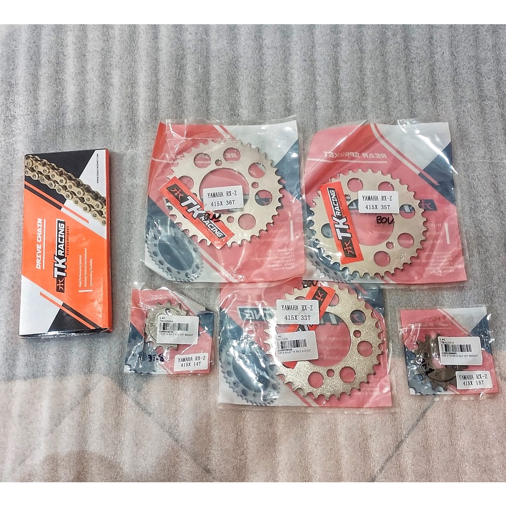 Sepaket gear set tk uk 415 rx king/fiz r/jupiter z/mx new/vega/mx 06 DLL UKURAN GEAR 415