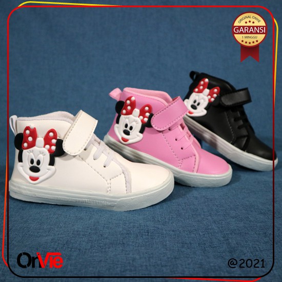 Sepatu Boots Anak Perempuan Motif Karet 3D Micky Lucu Murah | Sepatu Kids Onvie