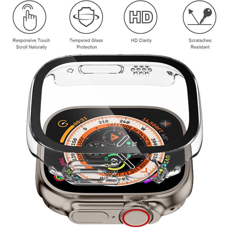 Pelindung Layar Tempered Glass + Bumper Ukuran 49mm Untuk Apple Watch Ultra 49mm