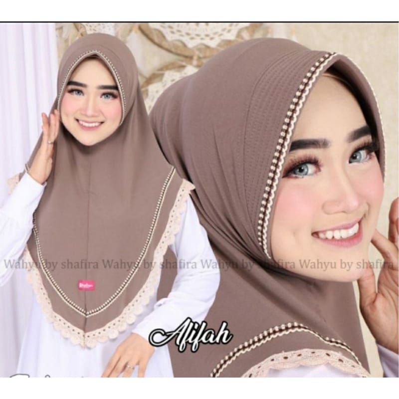 kerudung instan Jersey Afifah hijab renda// hijab instan Jersey