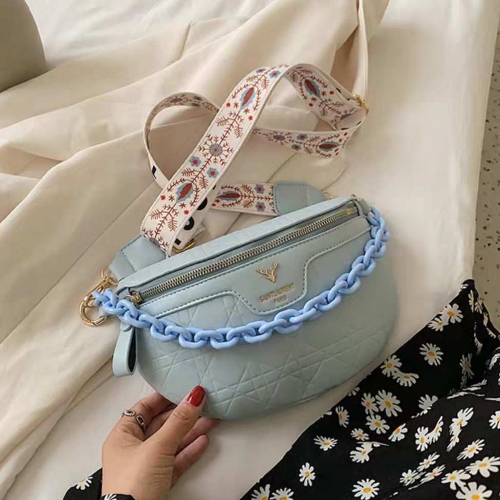 LT 1326 RISCE TAS WAISTBAG RANTAI WARNA  IMPORT WANITA CEWEK PEREMPUAN BATAM CR 7335 BQ 3095 EL 5217