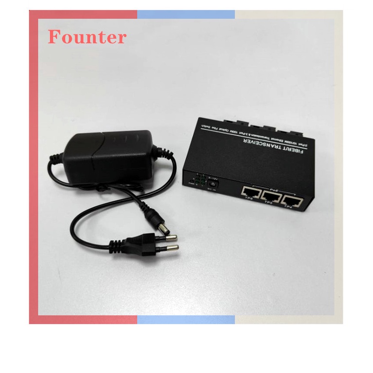 【With adapter】POE 10/100Mbps 3sc 3rj45 Reverse POE Fast Ethernet Switch 3FO 3LAN SC 20KM