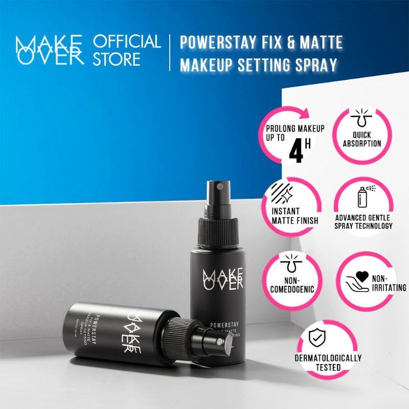 MAKE OVER Powerstay Fix & Matte Makeup Setting Spray - Setting Spray Make Up , Make Up Setting Spray
