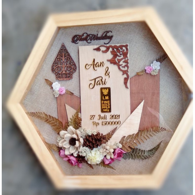 mahar rustic hexagonal frame jati belanda