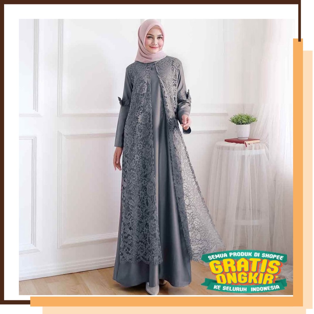 FASHION MUSLIM 2022 NEW / SALE Gamis Pesta Mewah Kondangan Elegan Import Brukat Ori Terbaru Seragam 