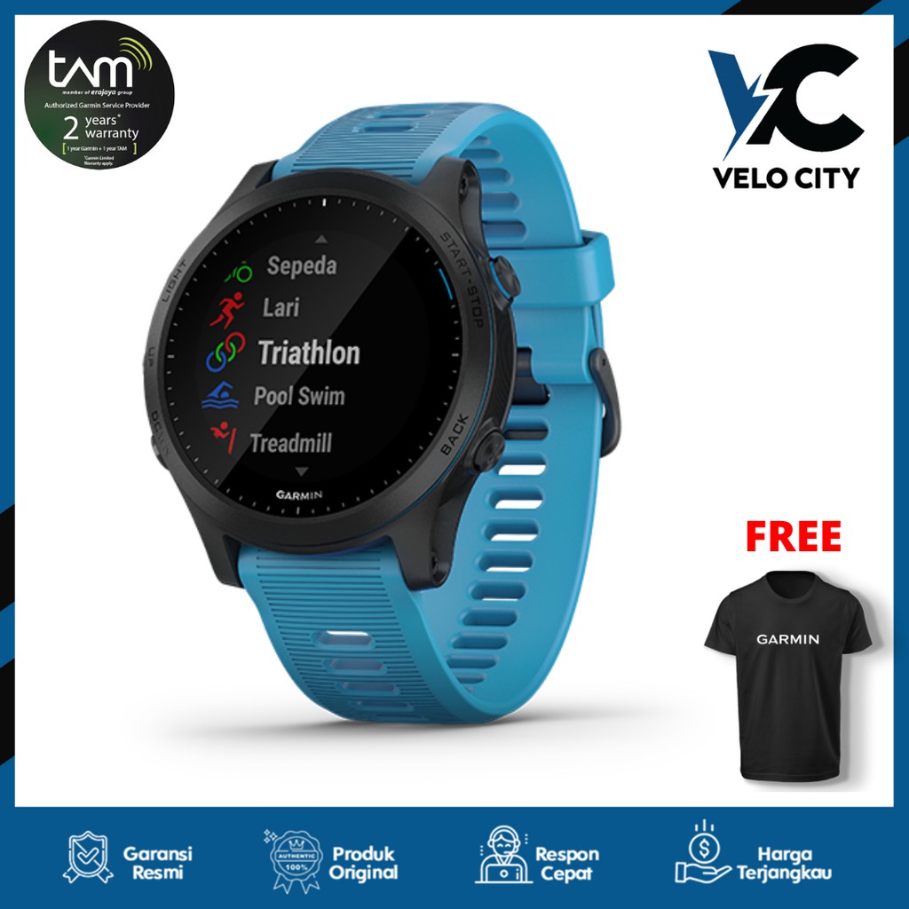 Garmin Forerunner 945 Music with strap Blue - 2 Tahun TAM