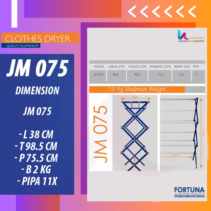 Jemuran Baju Pakaian Fortuna Aluminium - Jemuran Fortuna JM075