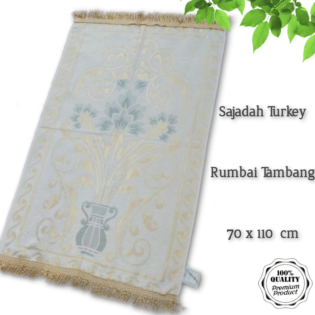 Sajadah Turki Gold Premium Rumbai Tambang Lembut /Harga Grosir