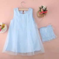 TBI Gaun Dress Princess Gatsby Blue + Sling Bag Fashion Import Anak Cute