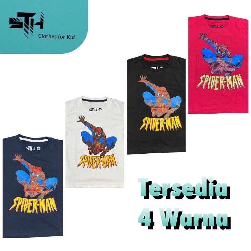 STH 1-10 Tahun [ S / M / L / XL / XXL ] Baju Kaos Anak Laki Laki Cowok PREMIUM DISTRO Bahan Katun Cotton Combed - Spiderman 1