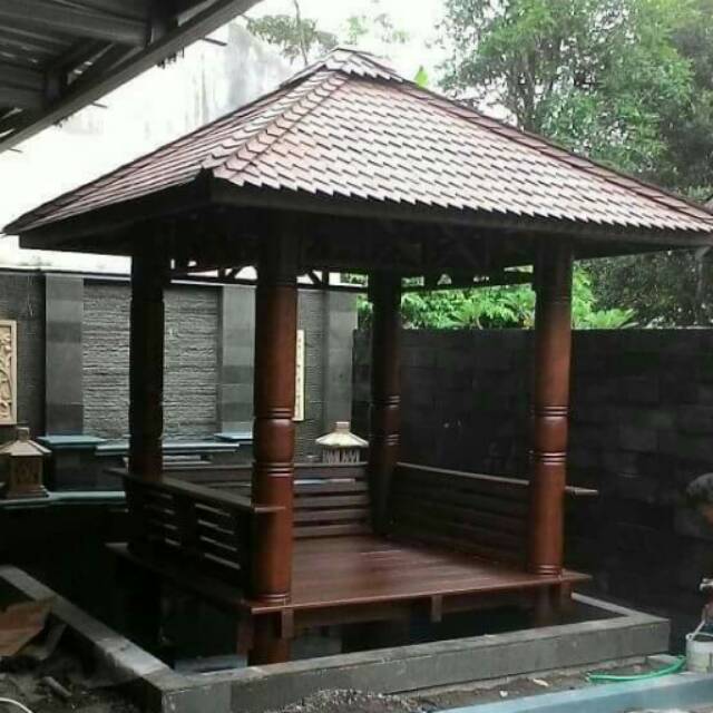Gazebo Glugu Kayu Kelapa Tua | Shopee Indonesia