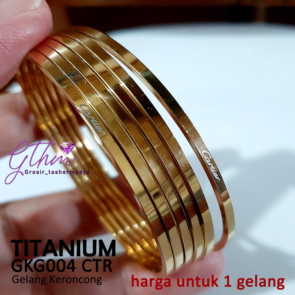 titanium gelang tangan wanita keroncong harga satuan anti karat anti alergi gkg004 gthm perhiasan emas import