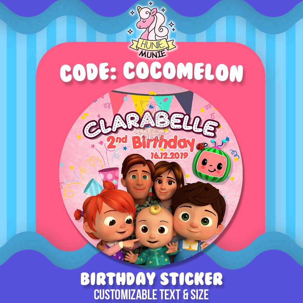 

Sticker Birthday Custom - Cocomelon (20pcs) Coco Melon Stiker Ulang Tahun