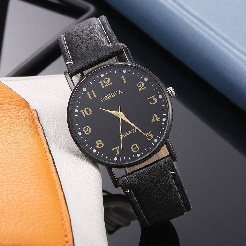 BAJ Jam Tangan Geneva Wanita dan Pria Strap Kulit PU Leather Analog Quartz Elegan High Quality Couple Anak Remaja Import Grosir Vintage GN048