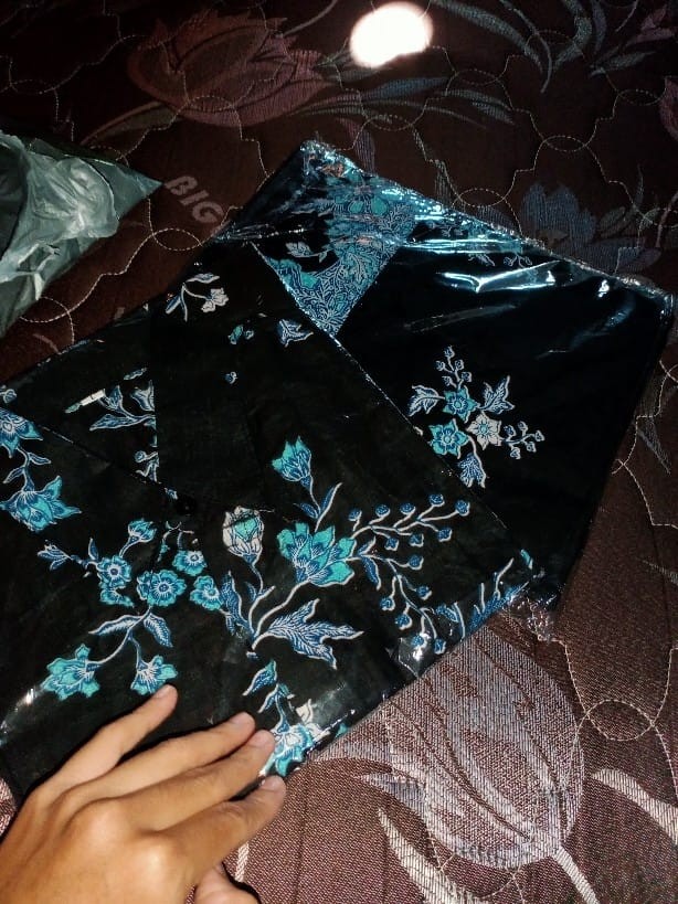 Batik Couple Keluarga Terkini Sania Ruffle Ori Ndoro Jowi Dnt Motif Cibulan Biru