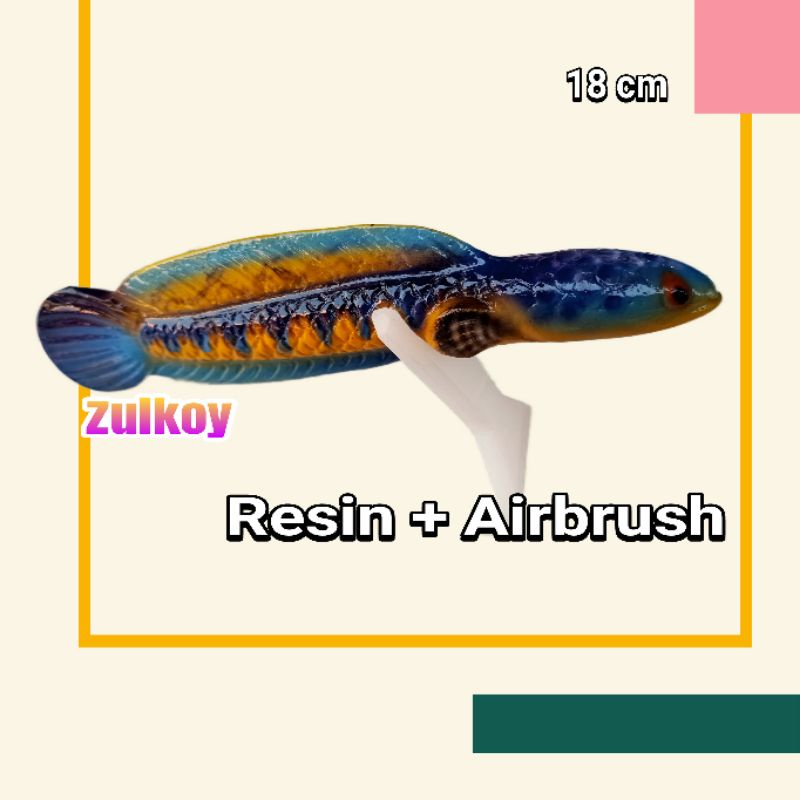 patung ikan chana auranti Replika ikan channa yellow maru