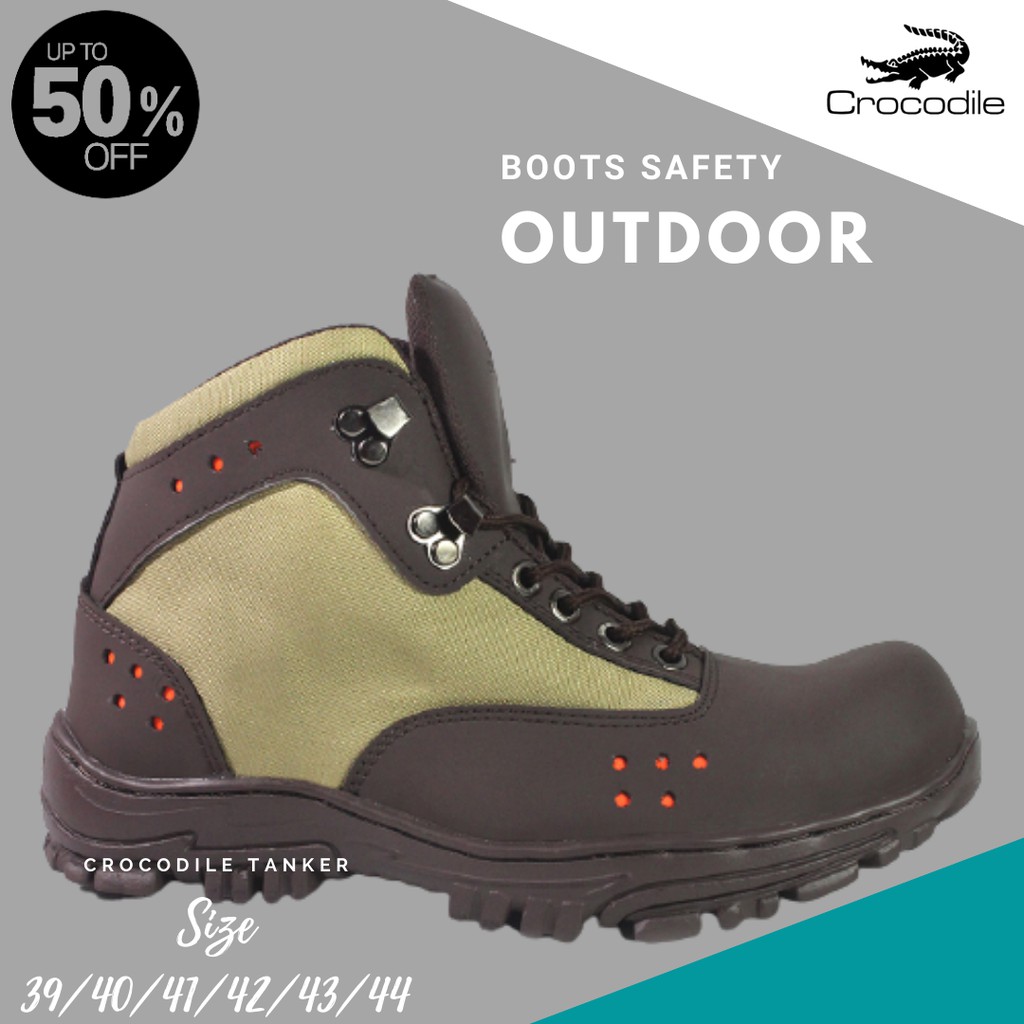 BIG SALE!! Sepatu Gunung Adventure Sefty Boots Hiking Tracking Outdoor Pria Crocodile Tanker Coklat