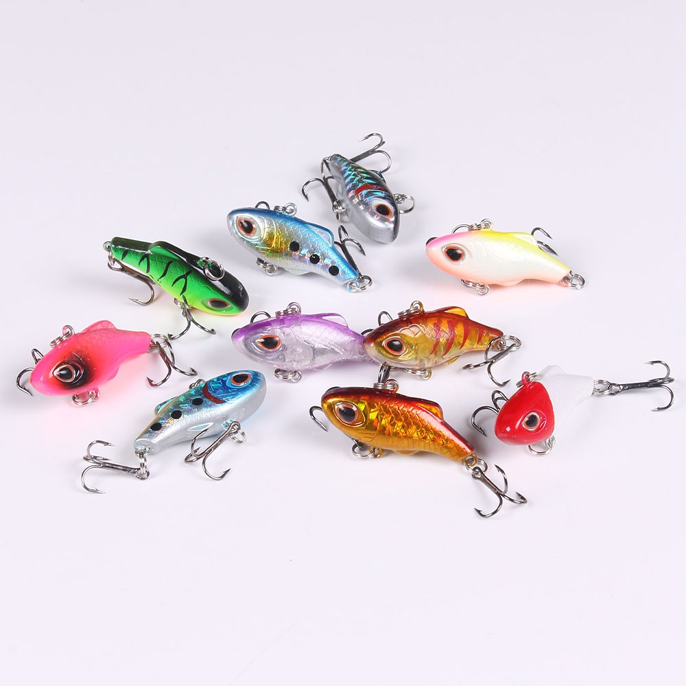 Hengjia 10pcs Umpan Pancing Hardlure VIB Bentuk Ikan Imitasi 3.5cm 5g