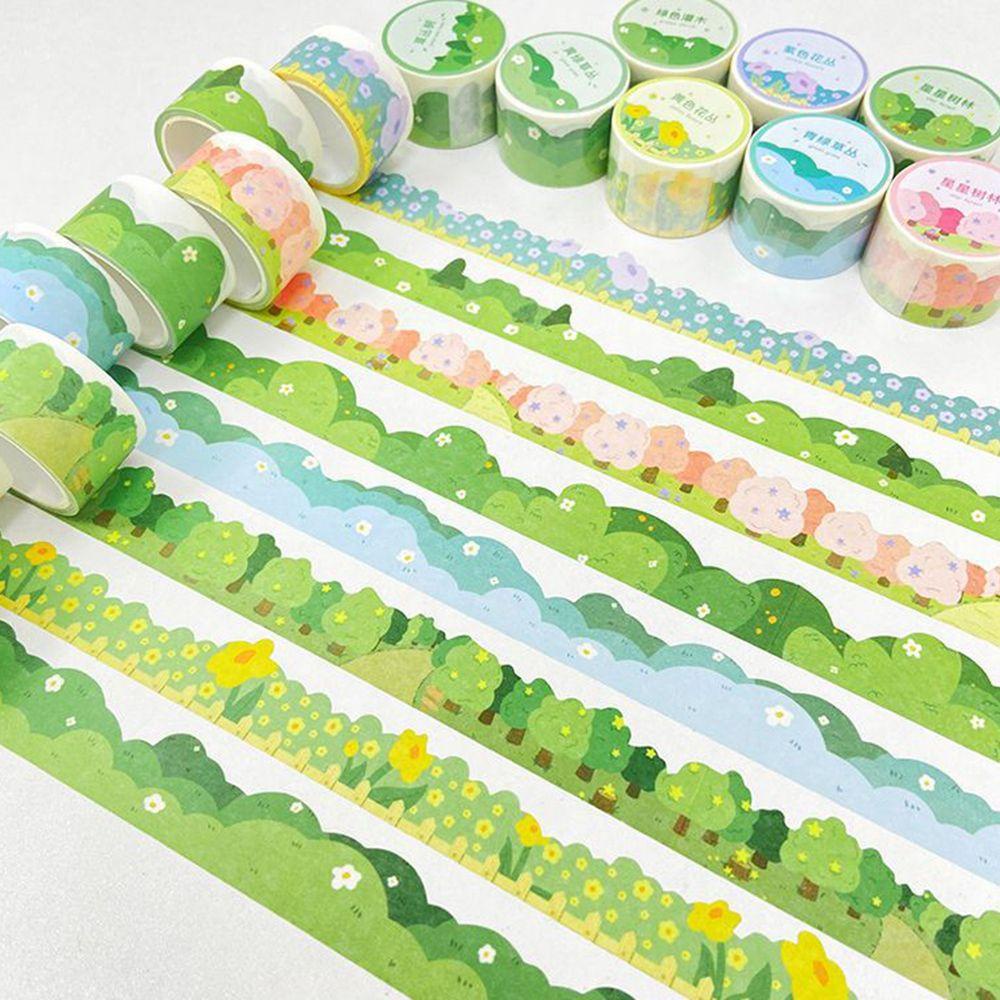 Lanfy DIY Scrapbook Stiker Korea Manis Alat Tulis Stiker Scene Kolase Girlish Hadiah Awan Hutan Bunga Kertas Decals