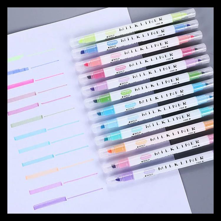 

Terlaris Milkliner Double Sided Highlighter Set 12 Colors Promo