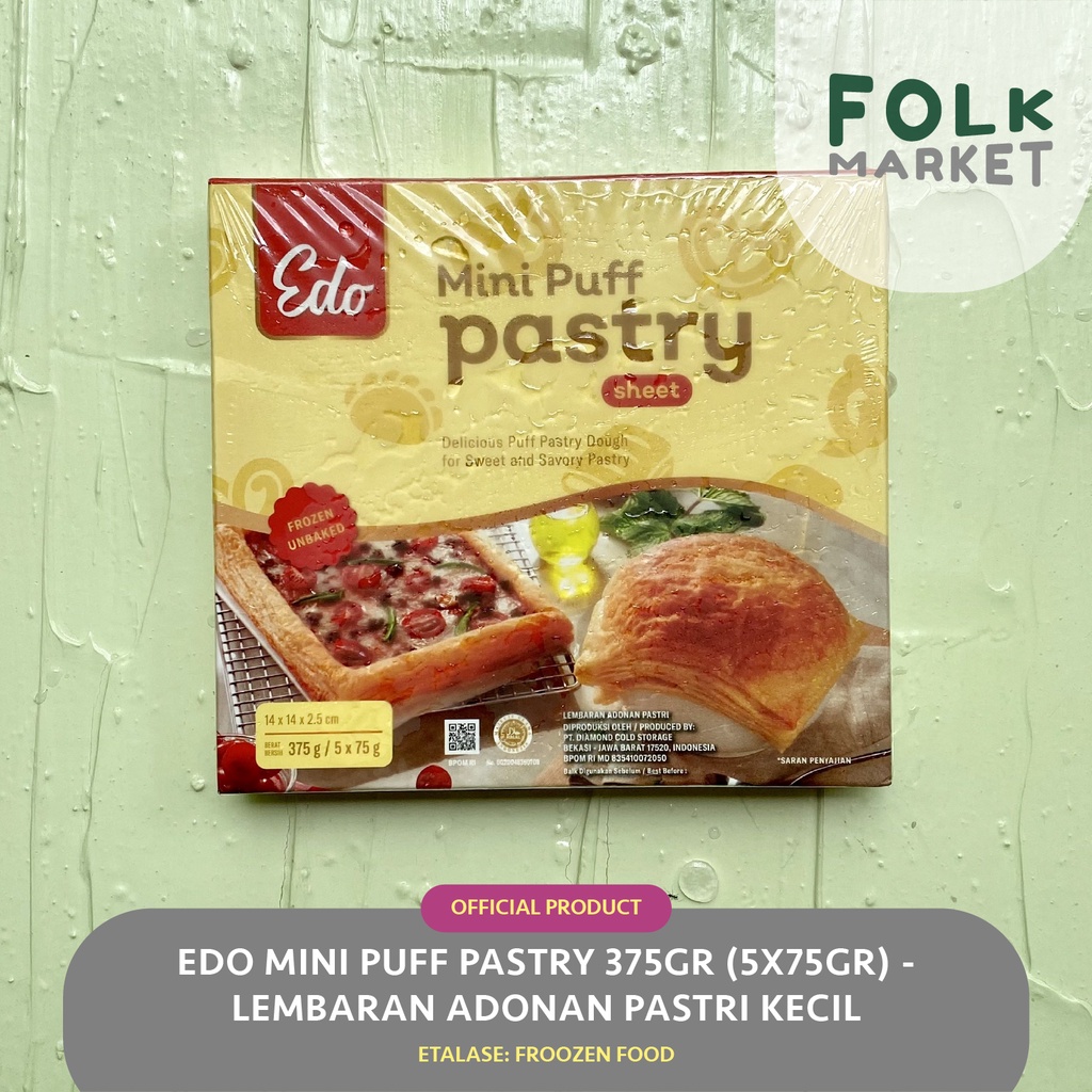 

EDO Mini Puff Pastry 375gr (5x75gr) - Lembaran Adonan Pastri Kecil