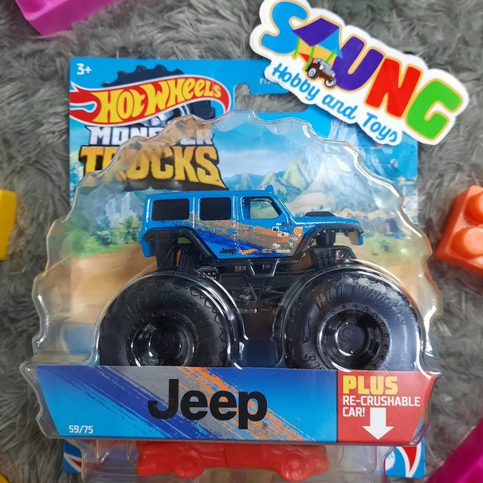 HOTWHEELS MONSTER TRUCKS 18 JEEP WRANGLER BIRU - HOT WHEELS MONSTER TRUCK ORIGINAL