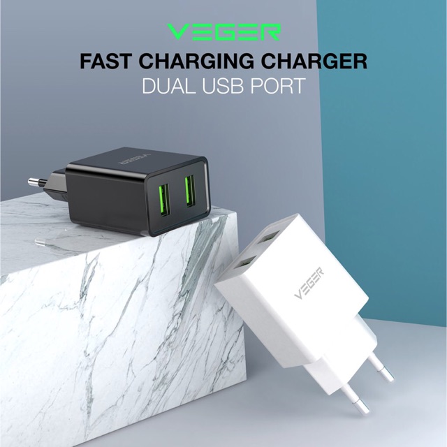 VEGER Wall Charger V02 2 Ports USB Output 2.4A Fast