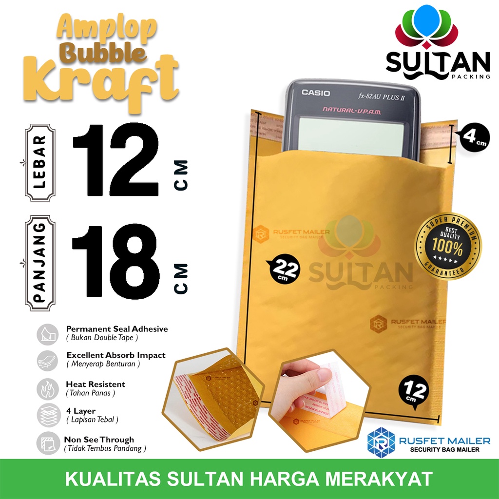 

Amplop Bubble Mailer Kraft Paper 12x18cm Rusfet Envelope Bubble Bag Mailer PREMIUM TERMURAH