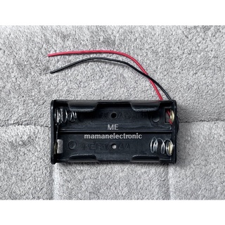 Tempat Dudukan Baterai AA 2 Slot Double Seri Battery Holder Case Box / Tutup Switch - Hitam