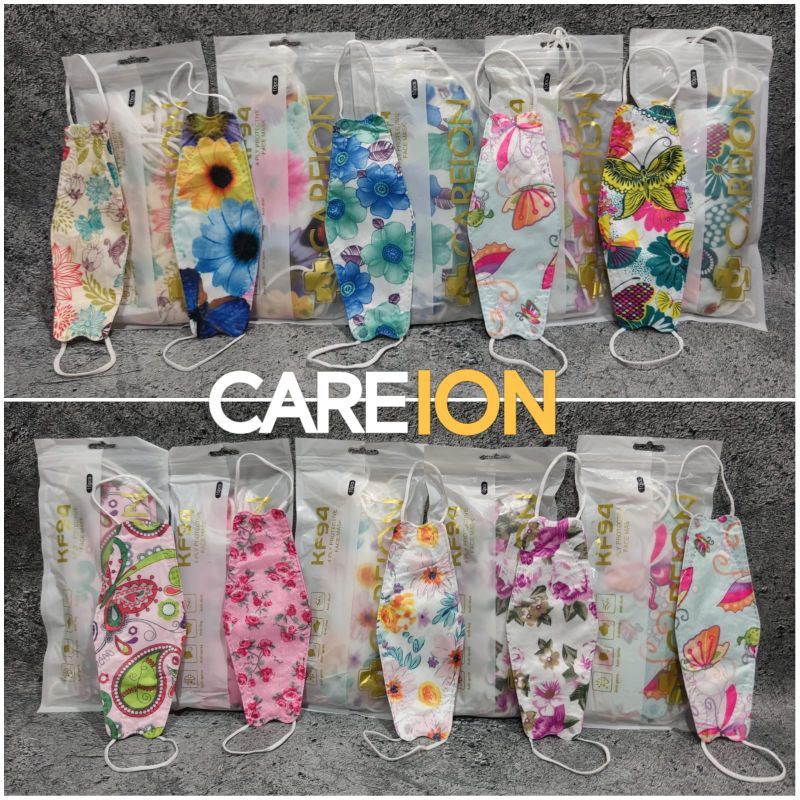 KF94 CAREION FLOWERS - MASKER KF94 KOREA 4PLY MOTIF BUNGA SUDAH KEMENKES ECER/REPACKING/PIECE