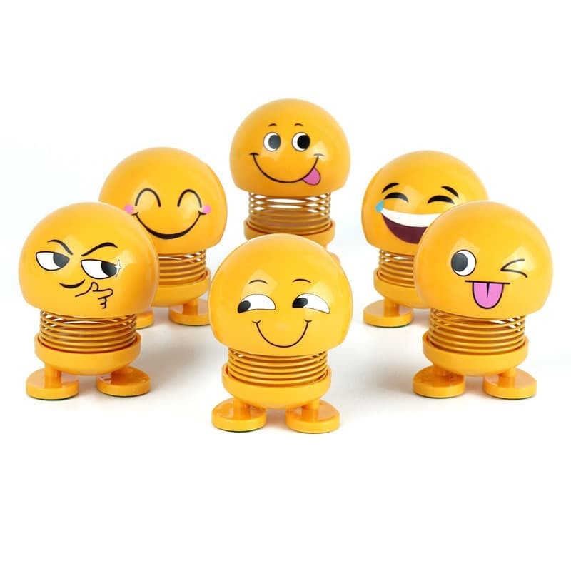 [UKRAN BESAR ] Boneka Emoticon smile Goyang Head Emoji Spring Doll Pajangan Mobil