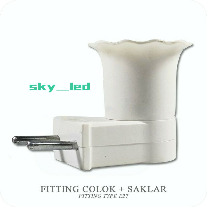 Fitting colok + saklar / fitting colok+swich /  putih/fitting E27/Fitting saklar