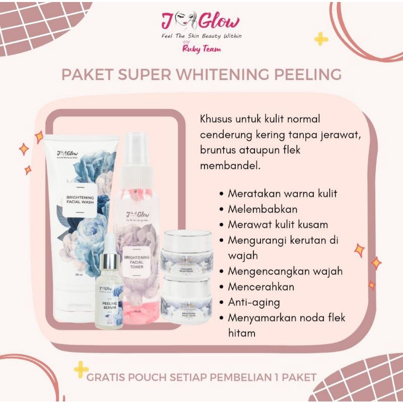 Jglow Skincare Paket Super Pelling Serum Whitening Jelas Glowing(Mencerahkan wajah normal dan ada bekas jerawat)