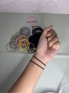 20pcs KARET GELANG KOREA HITAM POLOS IKAT RAMBUT UKURAN 