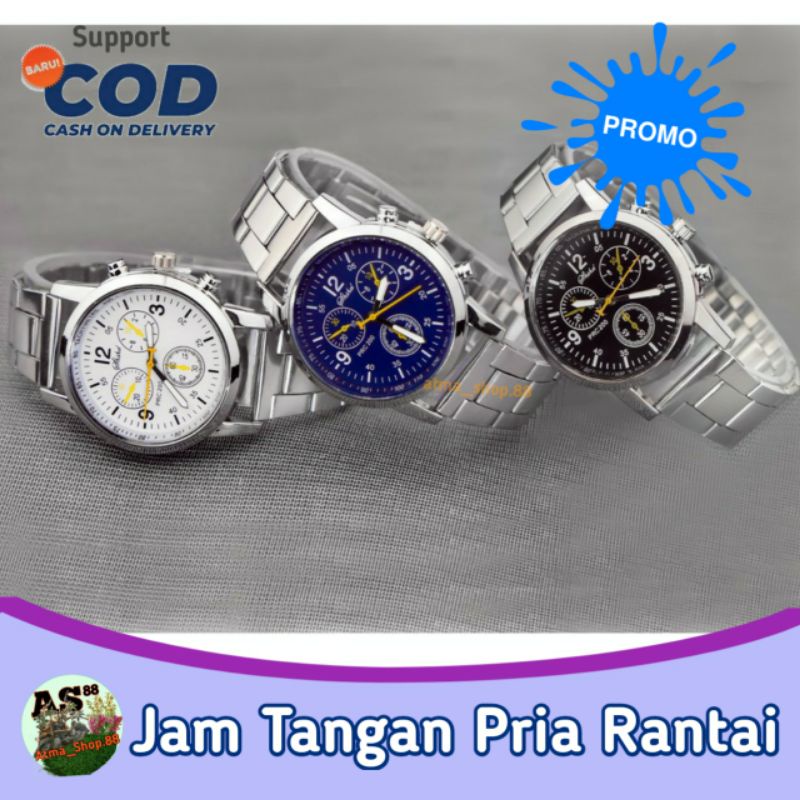 Jam Tangan Pria Chrono Rantai Geneva Analog Stainless Steel bisa untuk Wanita dan Anak Grosir Model Terbaru Import Terlaris Grosir Cod Murah di Porogapit.id